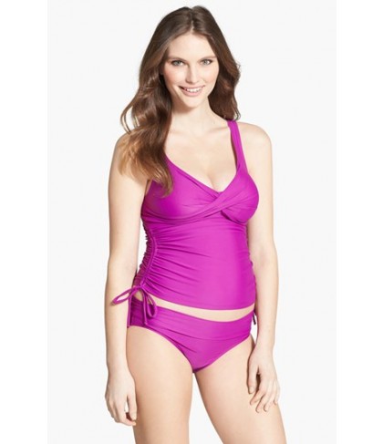 Maternal America Ruched Maternity Tankini Swimsuit - Purple