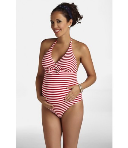 Pez D'Or Stripe One-Piece Maternity Swimsuit - Blue