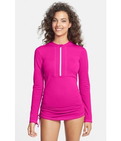 Mott 5 'Sonja' Long Sleeve Half Zip Convertible Swimdress  - Pink